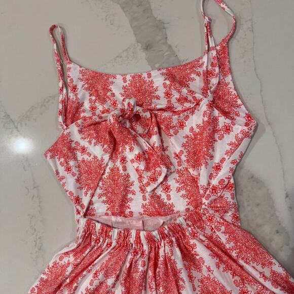 Boho Inspired Tie Back Sleeveless Pink Short Romper Women's XS Summer Vacation - Picture 6 of 8